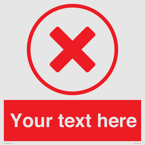 Custom red background, red cross in circle sign